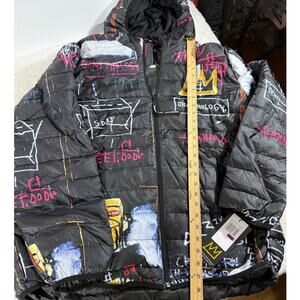 Members Only Jean Michael Basquiat Hooded Puffer Jacket Size xxl Colab Art